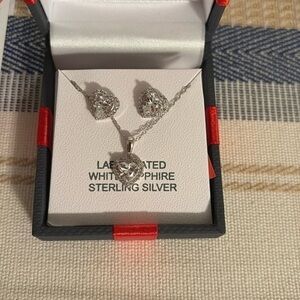 Lab Created Heart Shaped White Sapphire Sterling Silver 2-pc. Jewelry Set